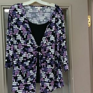 Black and purple polka-dot JM Collection blouse